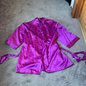 Dreamgirl Purple Satin Two Piece Robe & Chemise Set SIZE 1X/2X